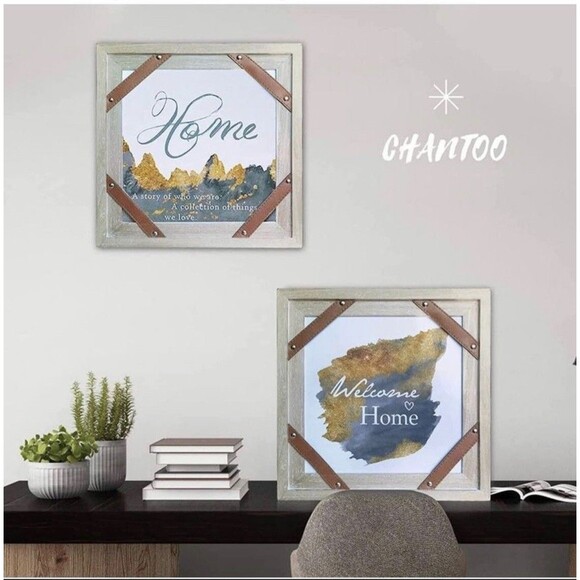 Chantoo Welcome Sign Rustic Farmhouse Wall Decor Family Decor 15.7”X15.7” 2 Pack - Picture 2 of 8